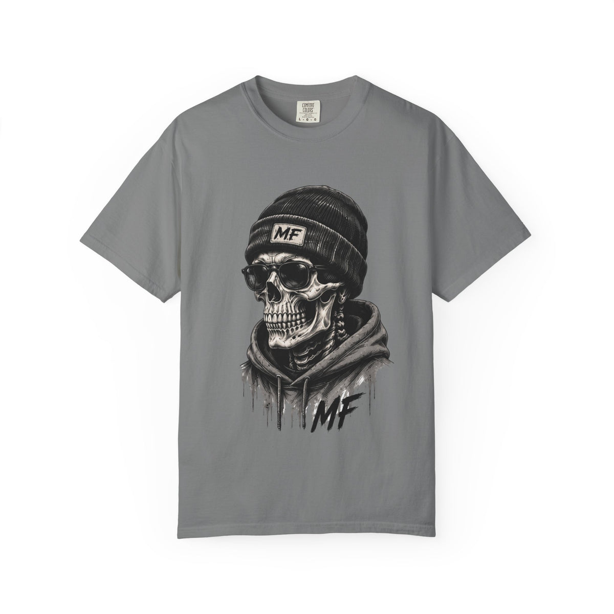 T-shirt streetwear à motif tête de mort | T-shirt à motif squelette bonnet