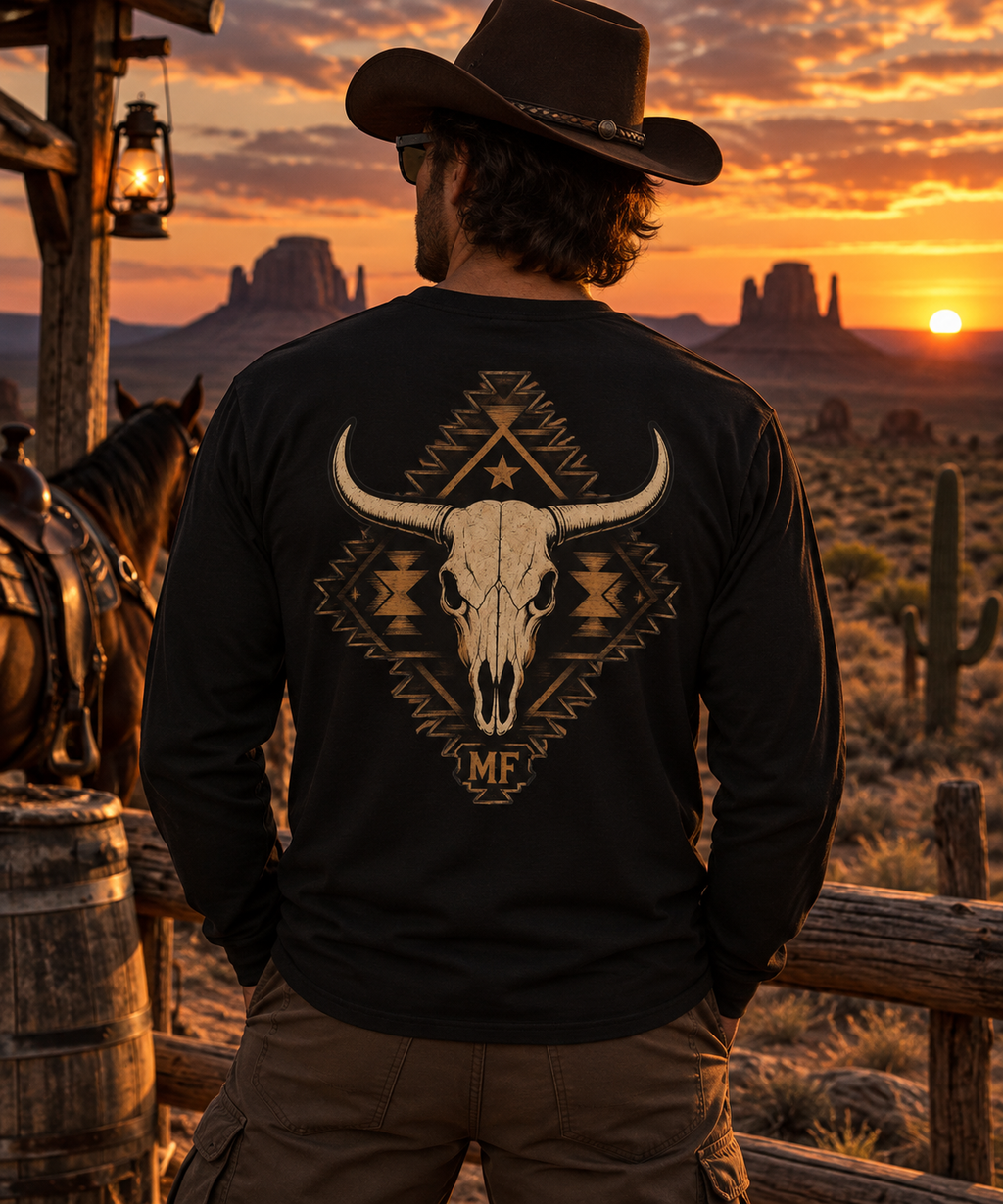 Southwestern Long Sleeve Shirt | Western Graphic Tee | Rustic Cowboy Style