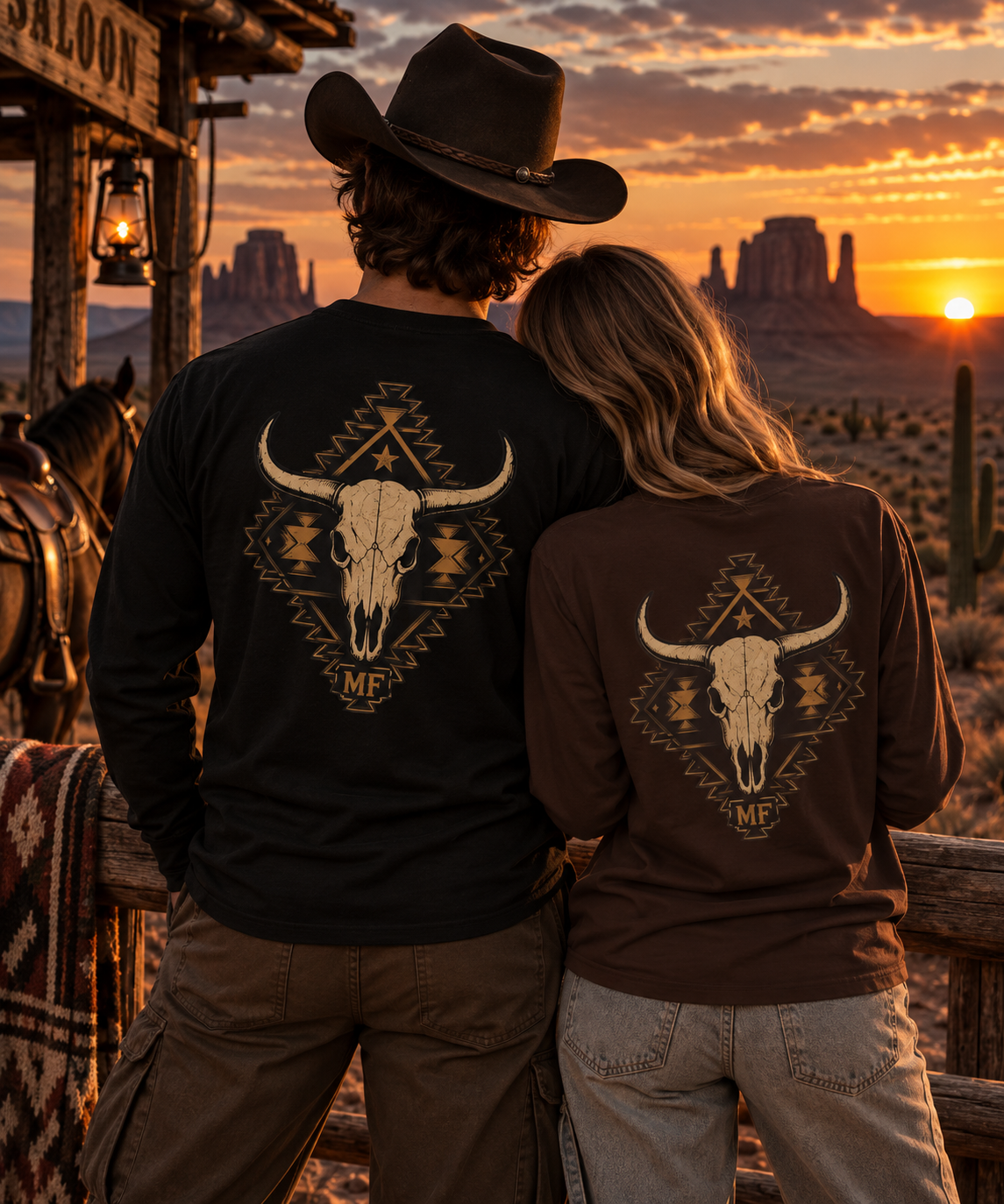 Southwestern Long Sleeve Shirt | Western Graphic Tee | Rustic Cowboy Style