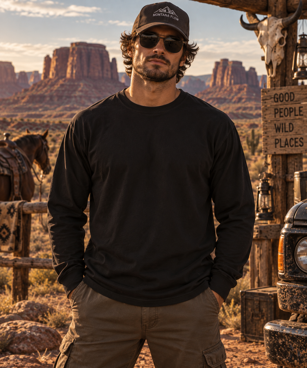 Desert Crescent Moon Long Sleeve T-Shirt | Western Cactus Graphic Tee