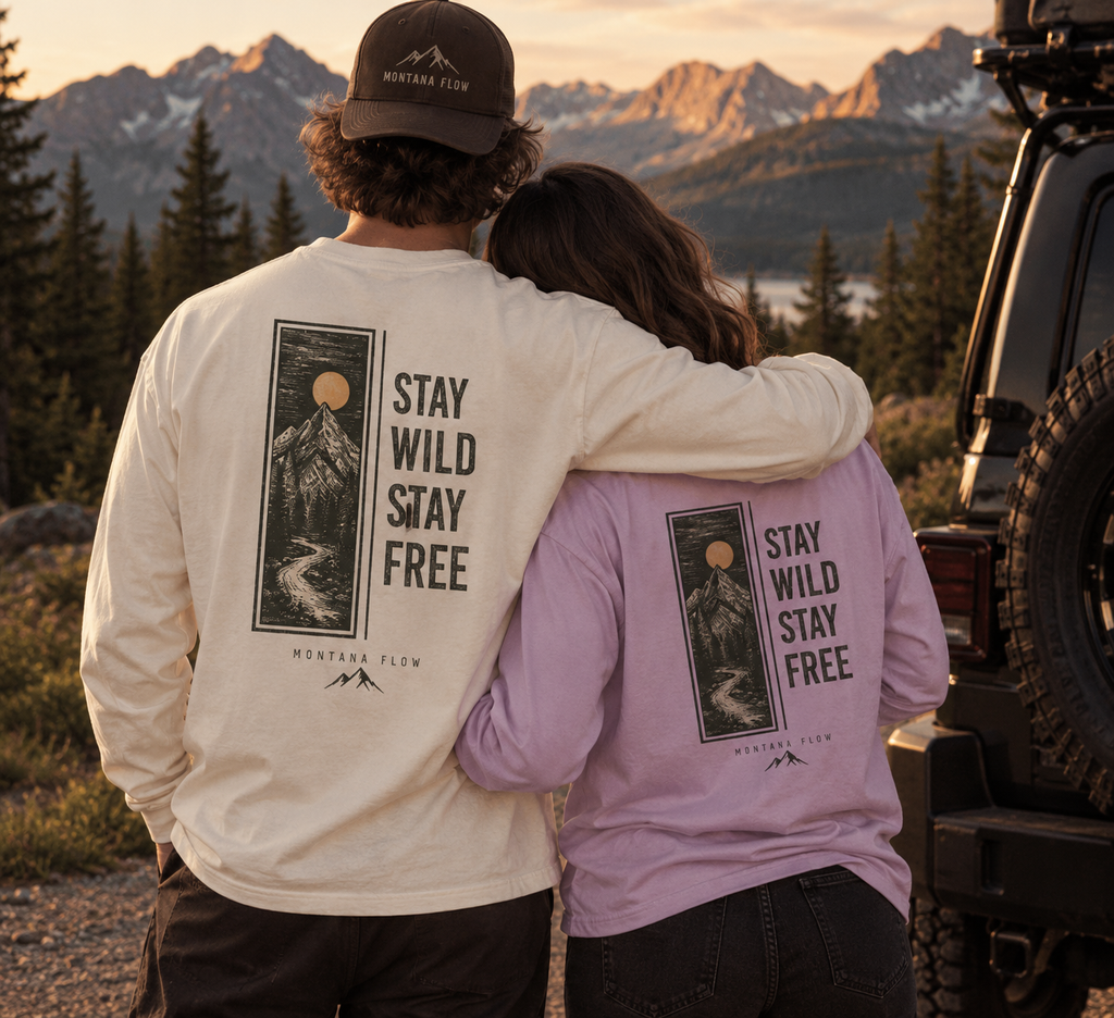 Stay Wild Stay Free Long Sleeve T-Shirt | Mountain Adventure Shirt | Outdoor Nature Tee