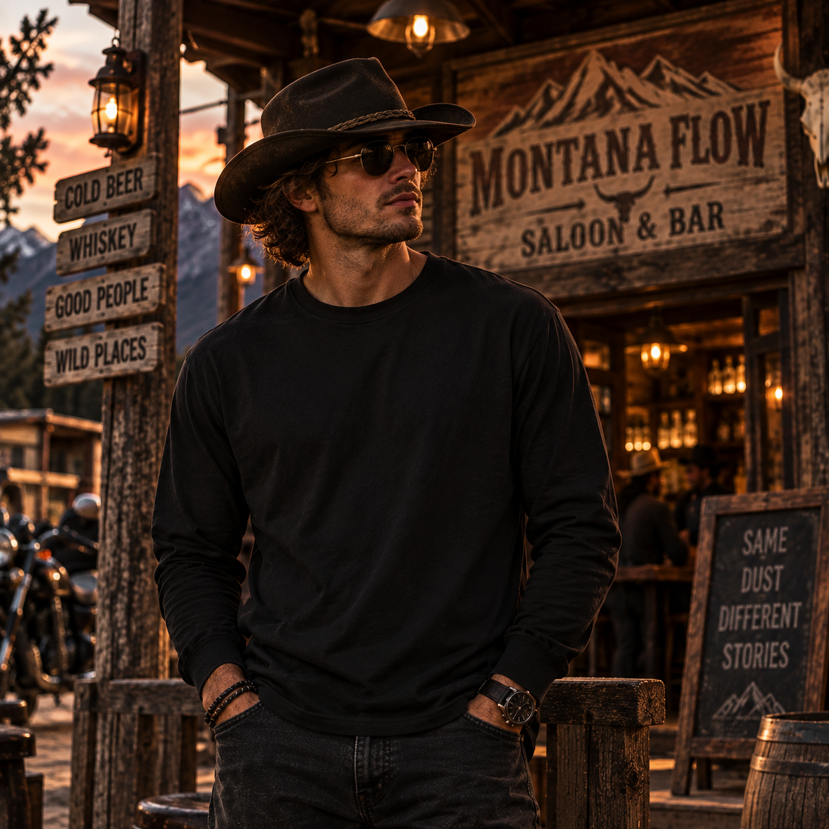 Ace of Spades Cowboy Long Sleeve | Western Skull Playing Card Shirt | Vintage Cowboy Tee