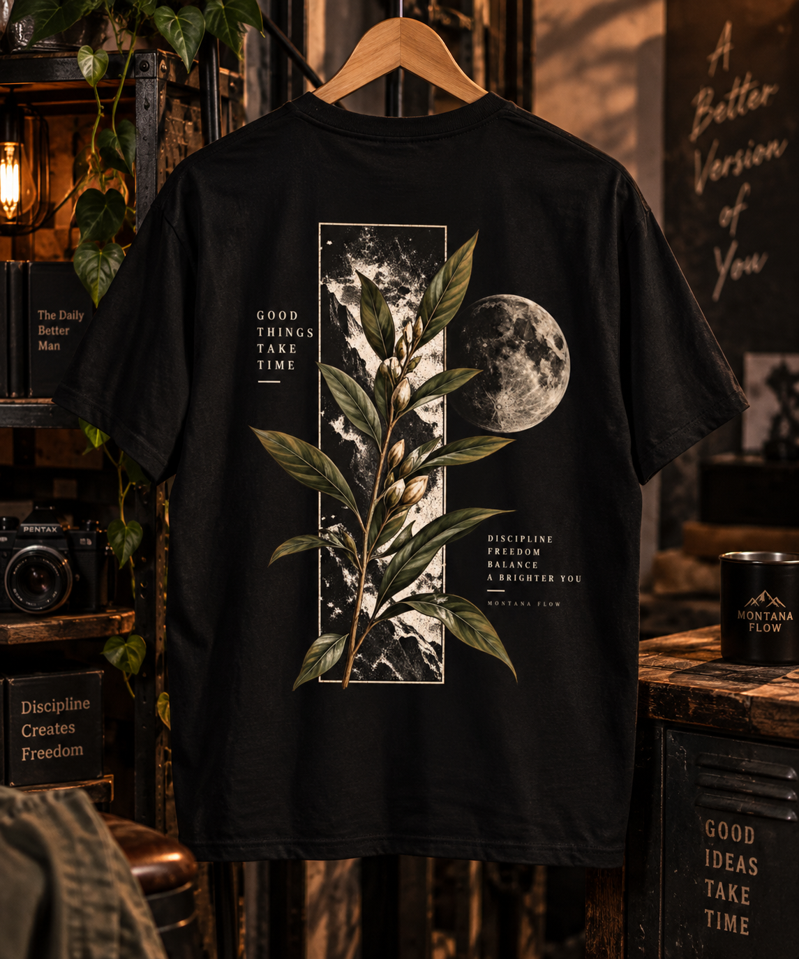Botanical Moon T-Shirt | Vintage Moon Plant Tee | Celestial Nature Graphic Shirt