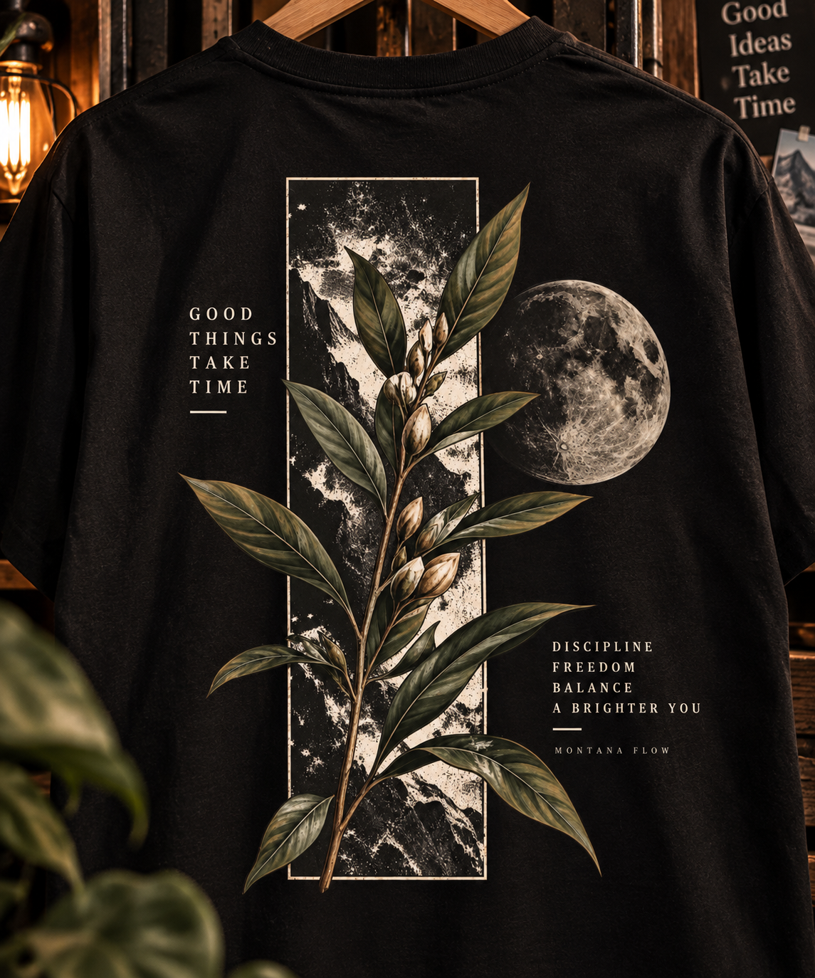 Botanical Moon T-Shirt | Vintage Moon Plant Tee | Celestial Nature Graphic Shirt