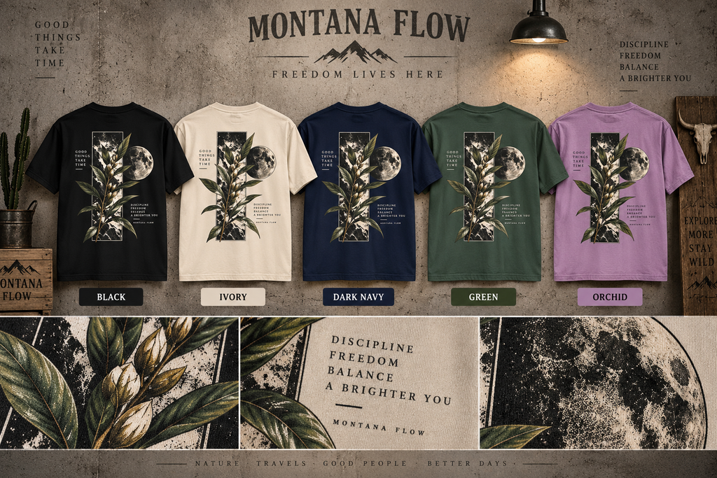 Botanical Moon T-Shirt | Vintage Moon Plant Tee | Celestial Nature Graphic Shirt