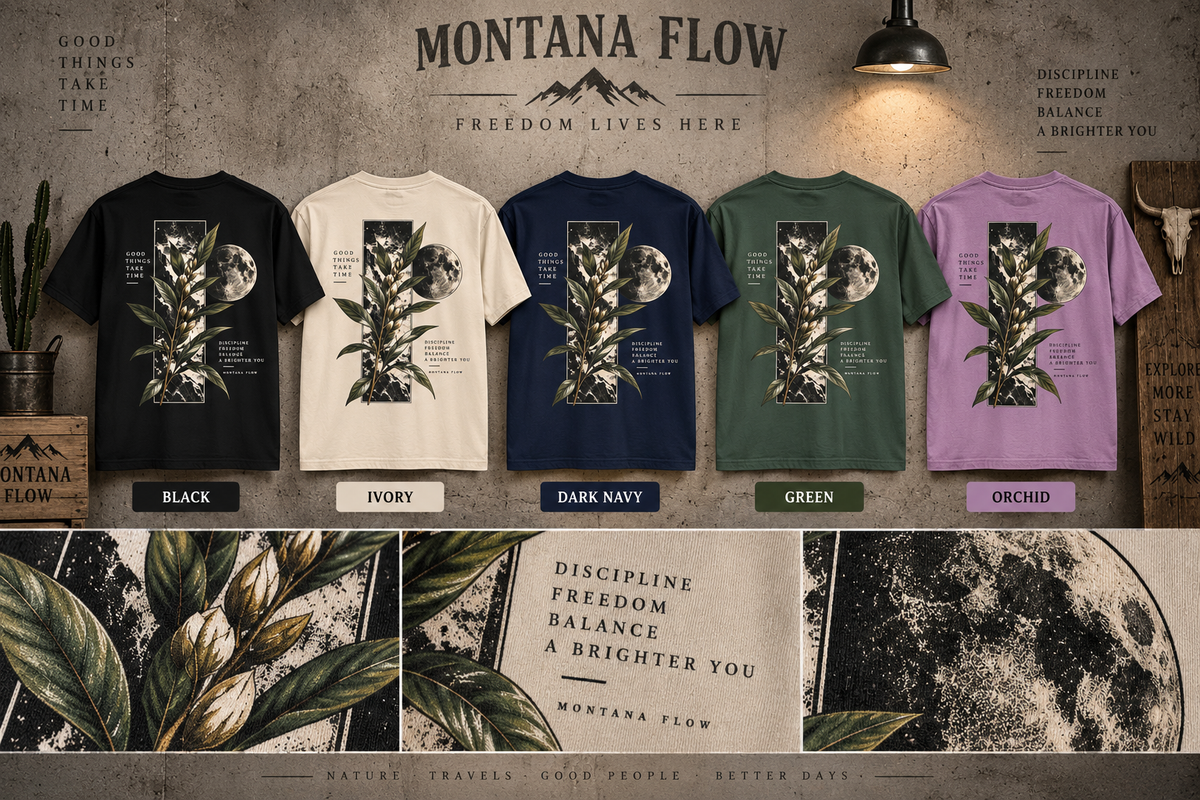 Botanical Moon T-Shirt | Vintage Moon Plant Tee | Celestial Nature Graphic Shirt