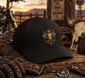 Skull Piston Trucker Hat | Western Motorcycle Cap | Biker Graphic Snapback