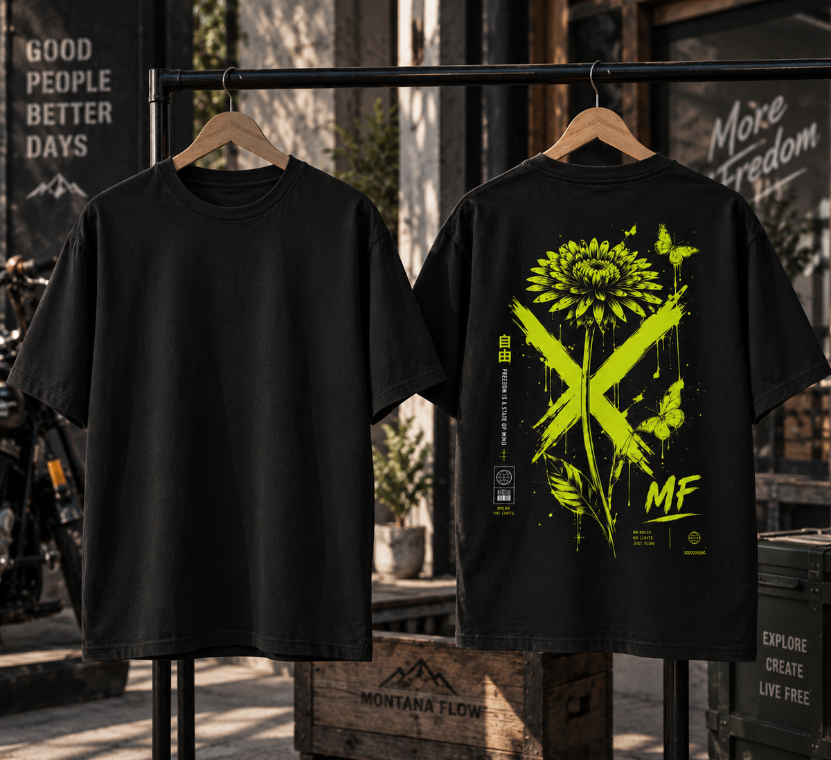 Freedom Flower T-Shirt | Floral Back Print Tee | Alternative Streetwear Graphic Shirt