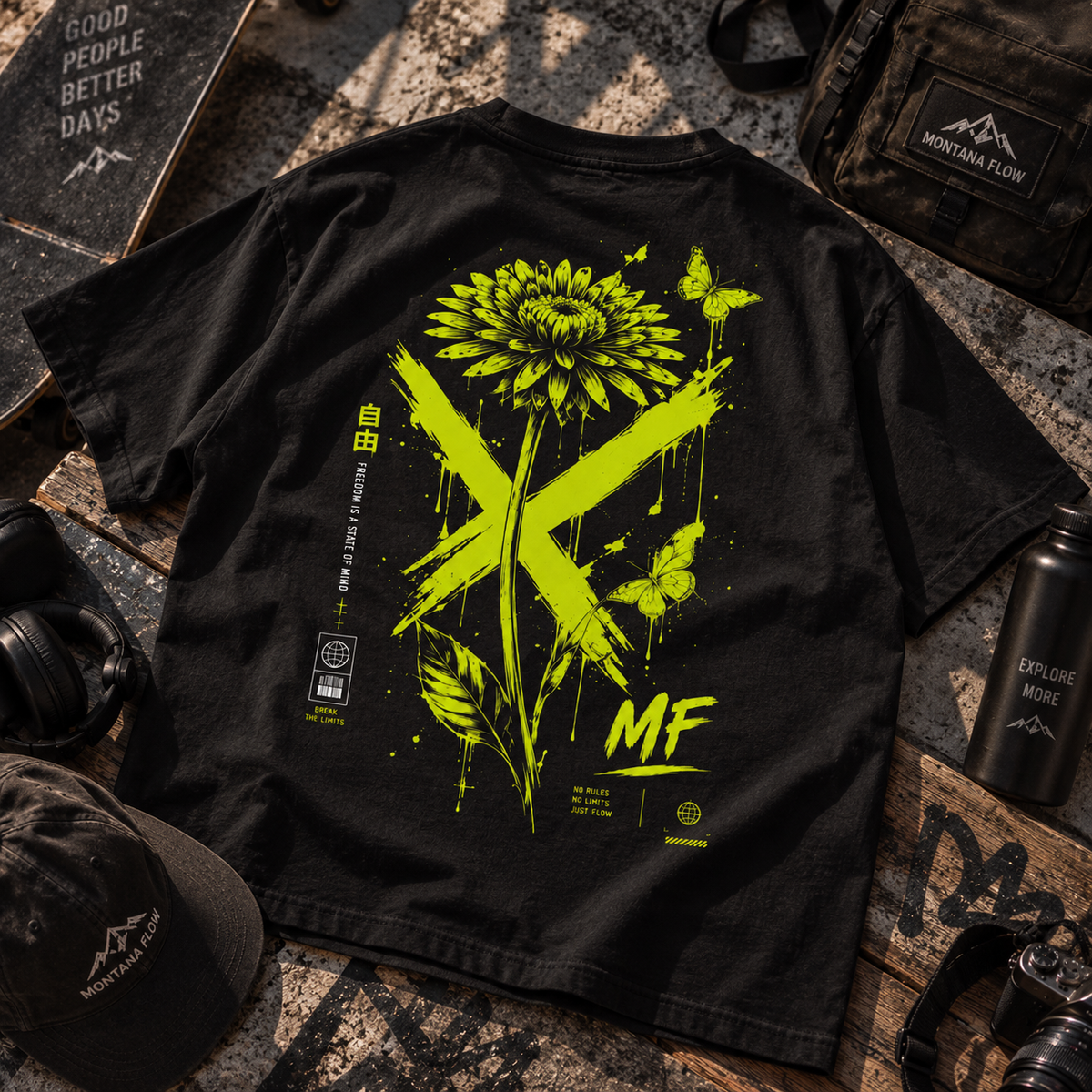 Freedom Flower T-Shirt | Floral Back Print Tee | Alternative Streetwear Graphic Shirt