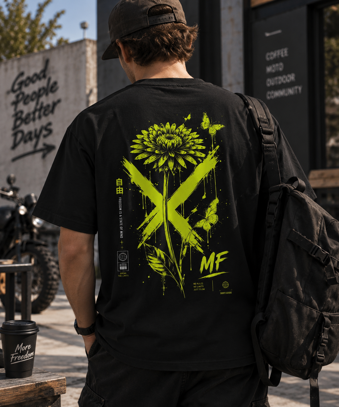 Freedom Flower T-Shirt | Floral Back Print Tee | Alternative Streetwear Graphic Shirt