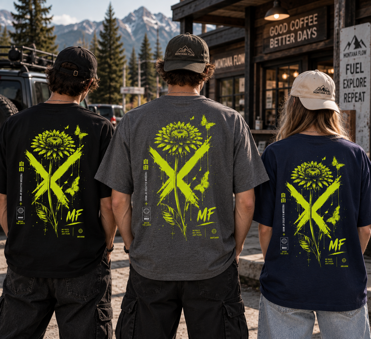 Freedom Flower T-Shirt | Floral Back Print Tee | Alternative Streetwear Graphic Shirt