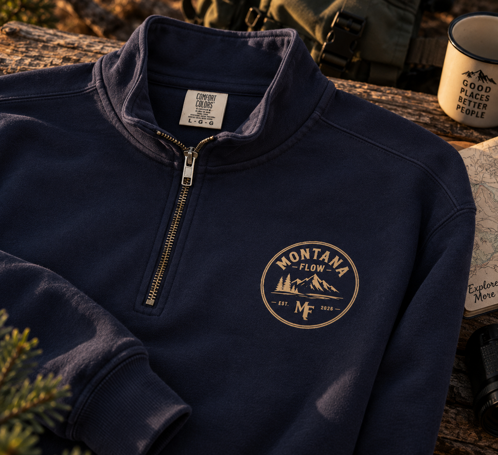 Mountain Quarter Zip Sweatshirt | Outdoor Adventure Pullover | Hiking Camping Top