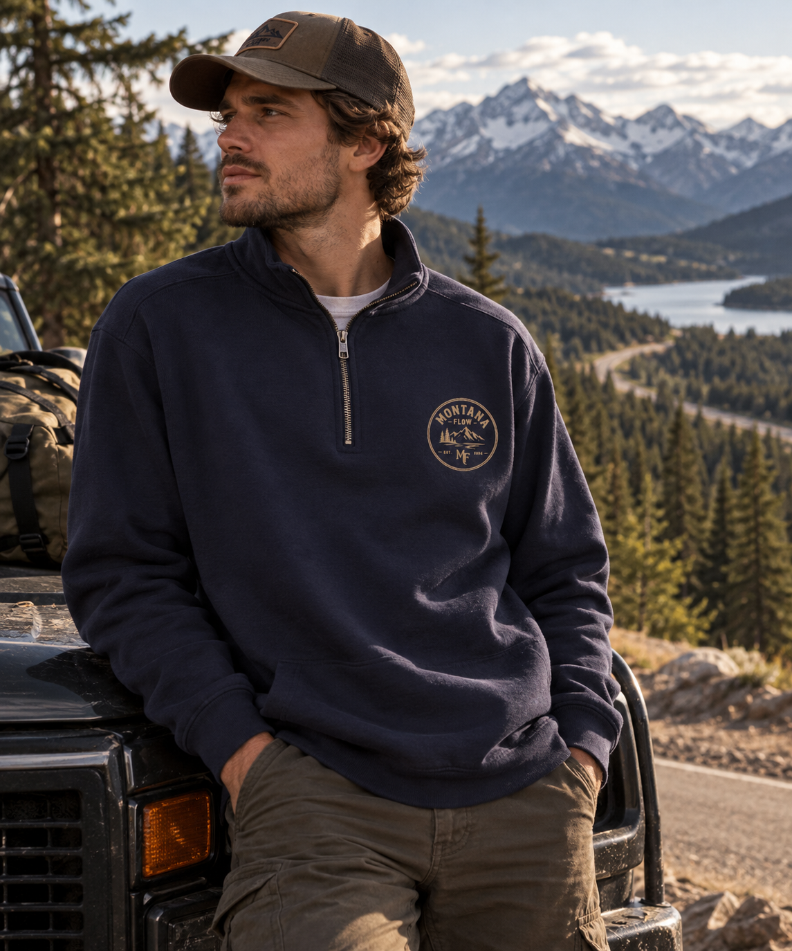 Mountain Quarter Zip Sweatshirt | Outdoor Adventure Pullover | Hiking Camping Top