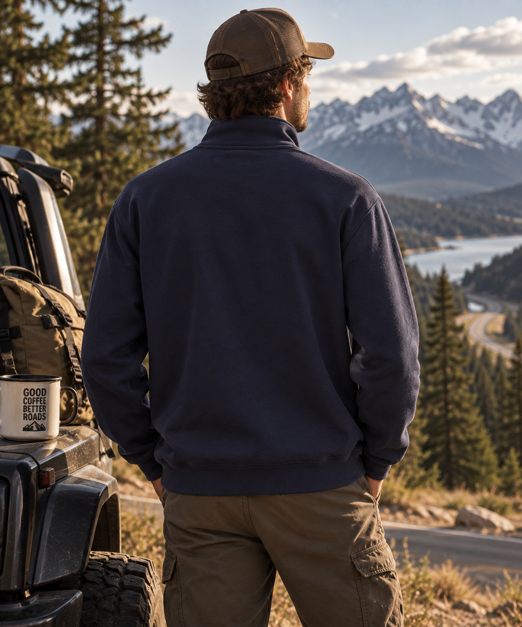 Mountain Quarter Zip Sweatshirt | Outdoor Adventure Pullover | Hiking Camping Top
