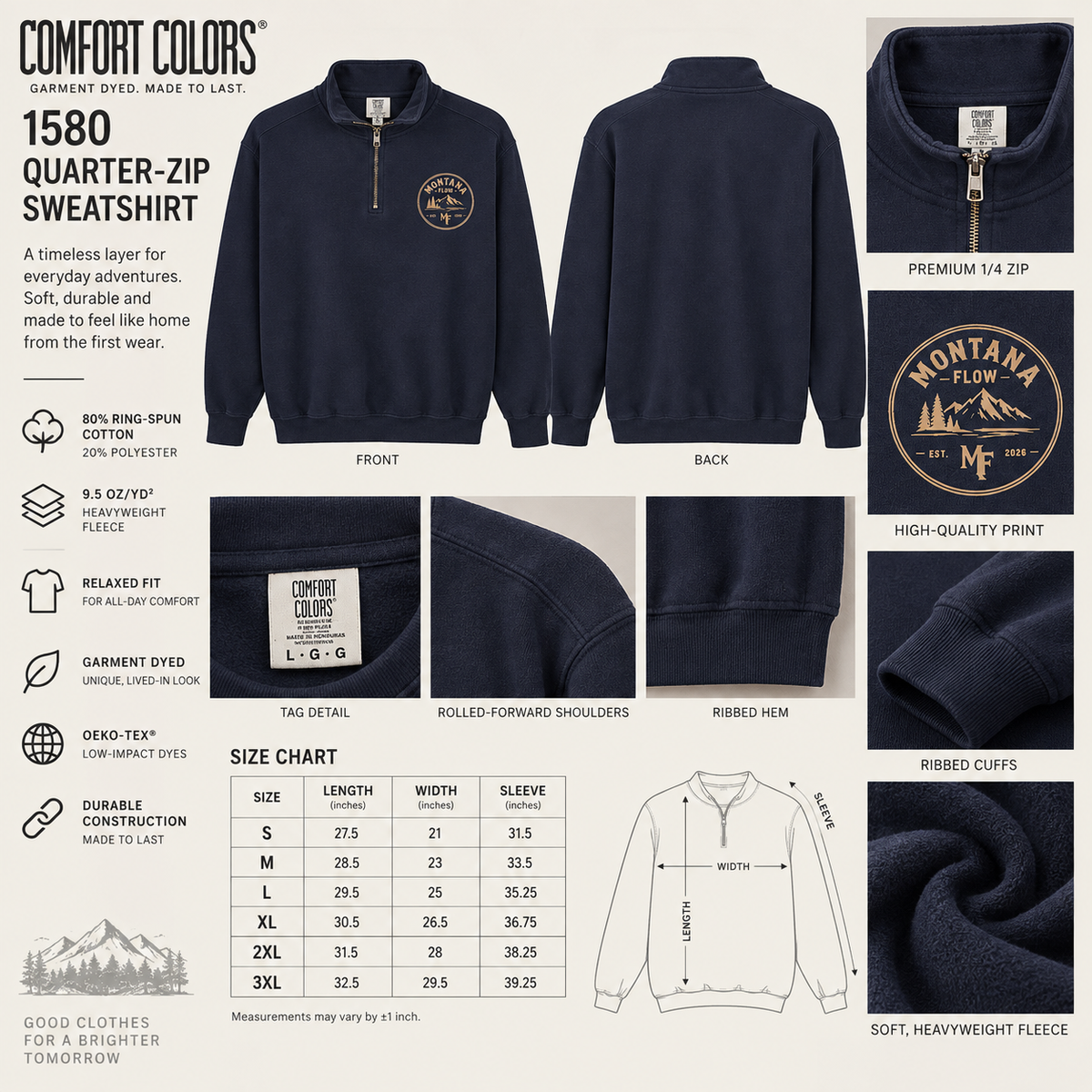 Mountain Quarter Zip Sweatshirt | Outdoor Adventure Pullover | Hiking Camping Top