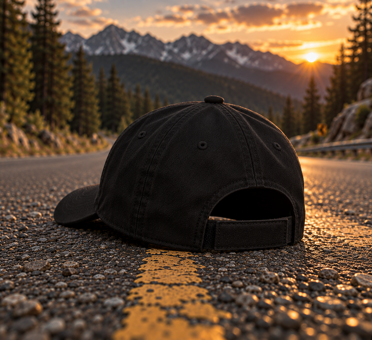 Montana Flow Mountain Badge Cap | Low Profile Outdoor Baseball Hat | Mountain Graphic Cap