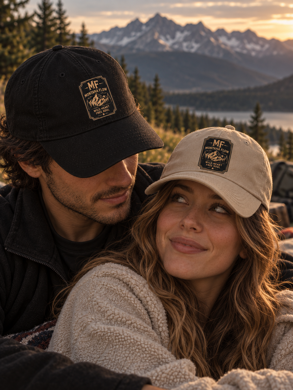 Montana Flow Mountain Badge Cap | Low Profile Outdoor Baseball Hat | Mountain Graphic Cap