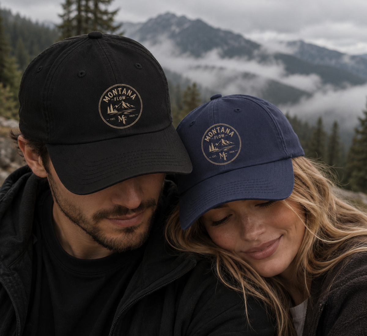 Montana Mountain Badge Cap | Low Profile Outdoor Baseball Hat | Mountain Graphic Cap
