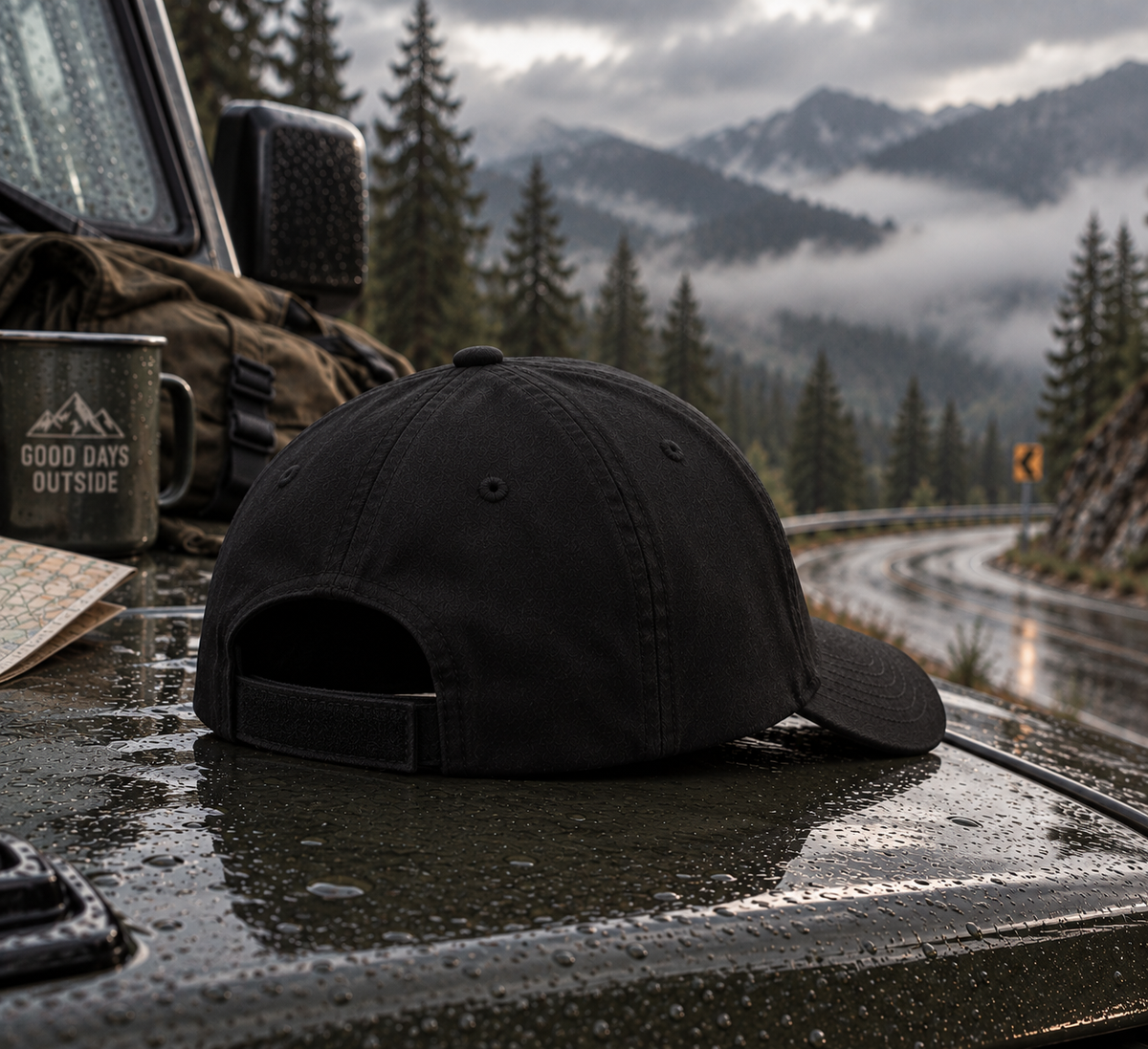 Montana Mountain Badge Cap | Low Profile Outdoor Baseball Hat | Mountain Graphic Cap