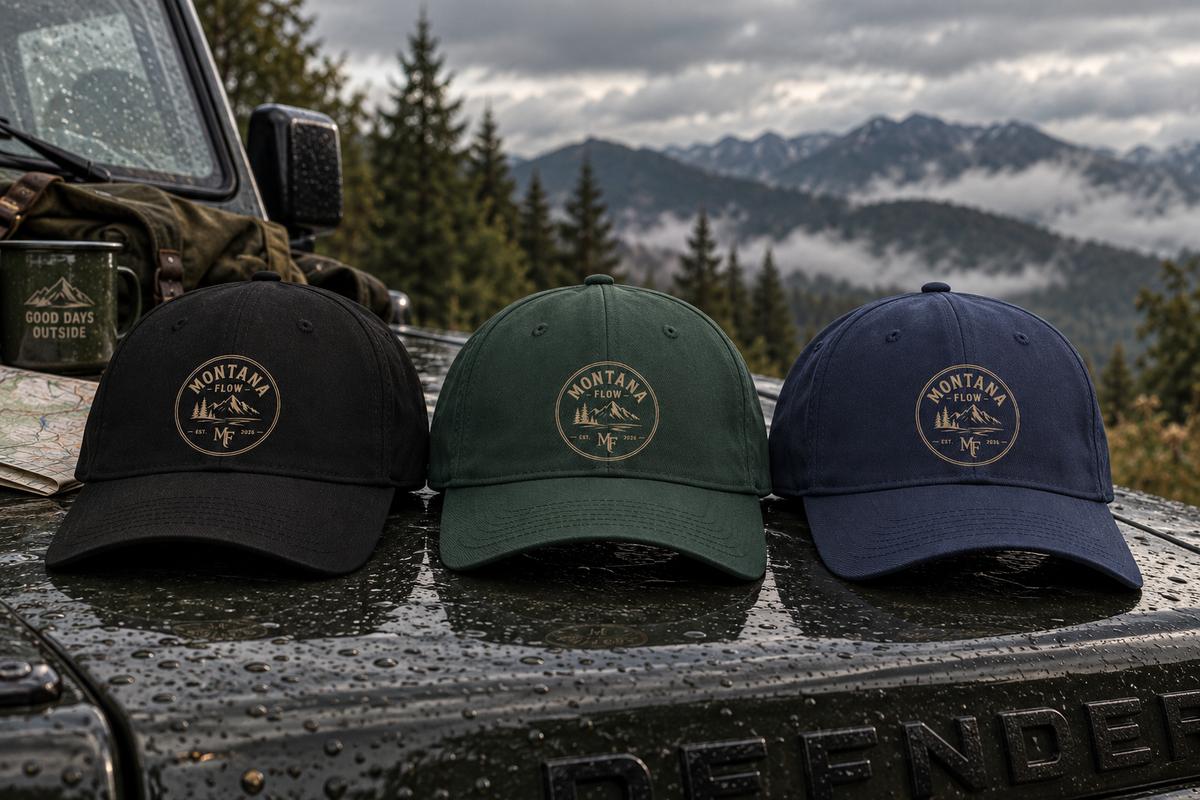 Montana Mountain Badge Cap | Low Profile Outdoor Baseball Hat | Mountain Graphic Cap