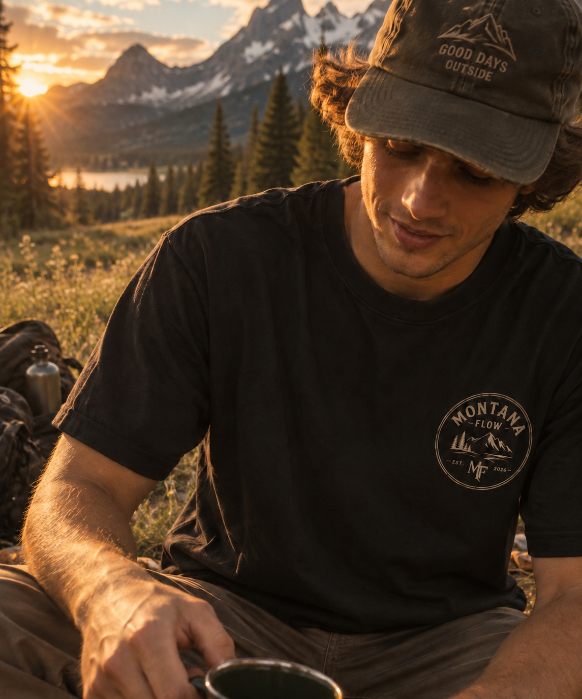 T-shirt avec logo des montagnes du Montana | Graphisme vintage en plein air