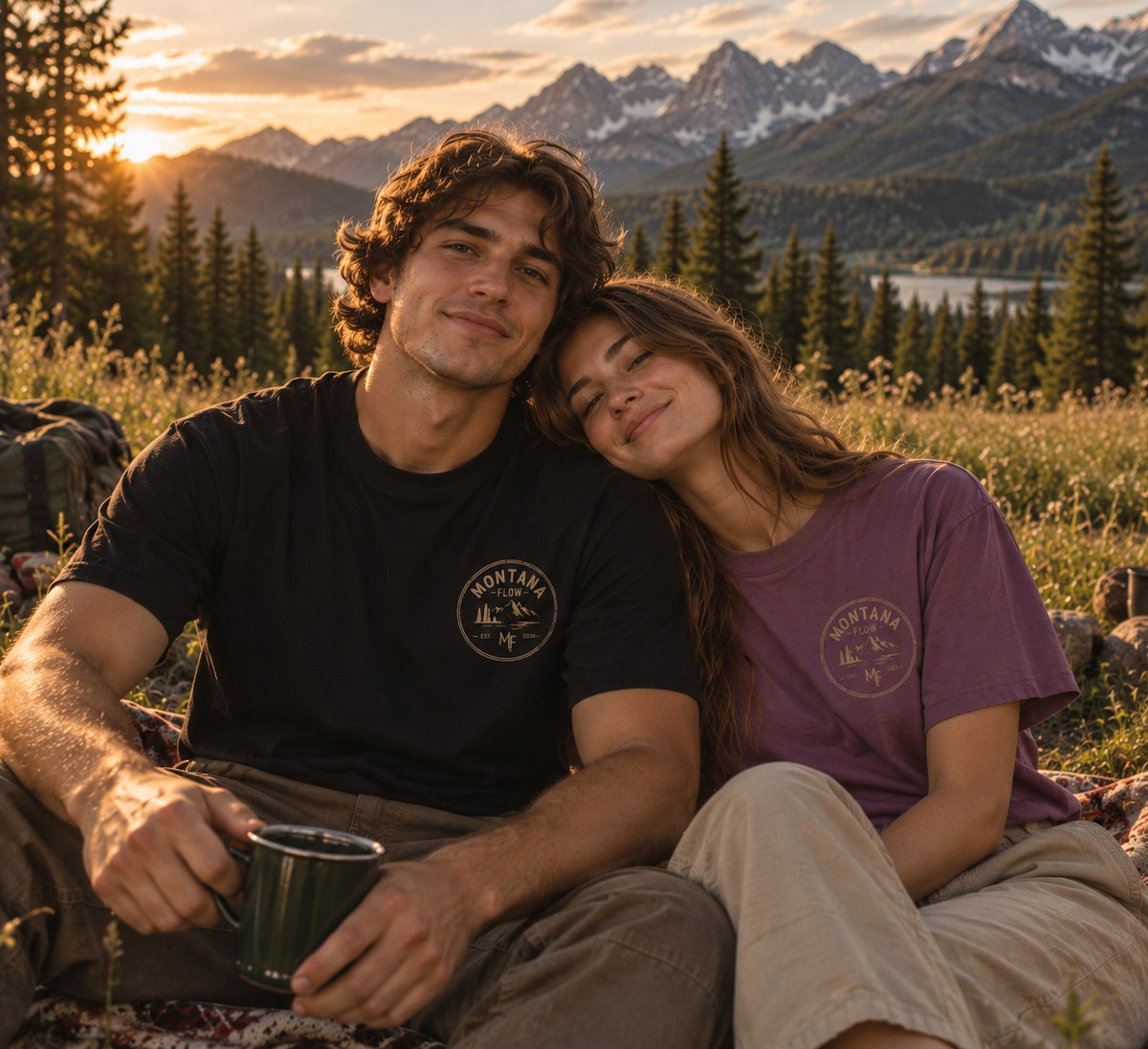 T-shirt avec logo des montagnes du Montana | Graphisme vintage en plein air