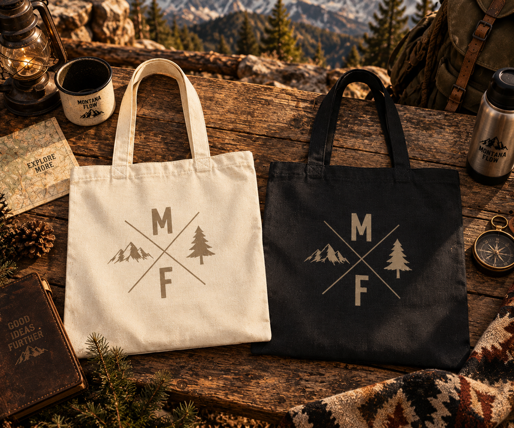 Mountain MF Tote Bag | Outdoor Adventure Canvas Tote | Hiking Travel Bag