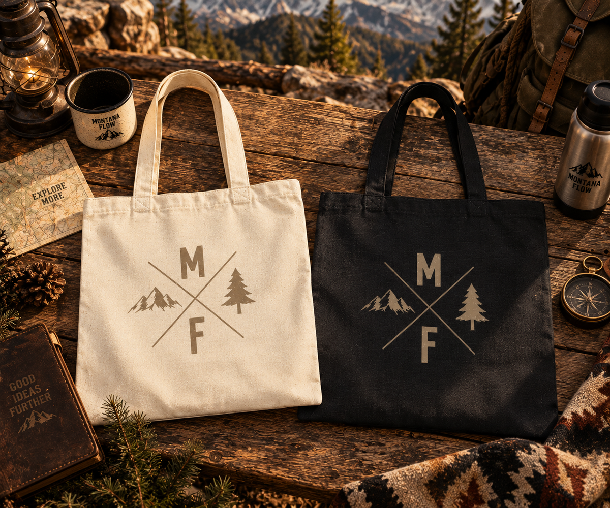 Mountain MF Tote Bag | Outdoor Adventure Canvas Tote | Hiking Travel Bag