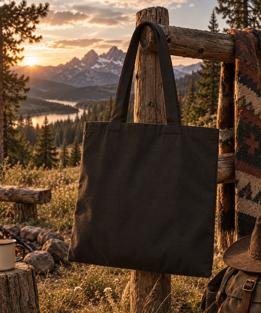 Mountain MF Tote Bag | Outdoor Adventure Canvas Tote | Hiking Travel Bag
