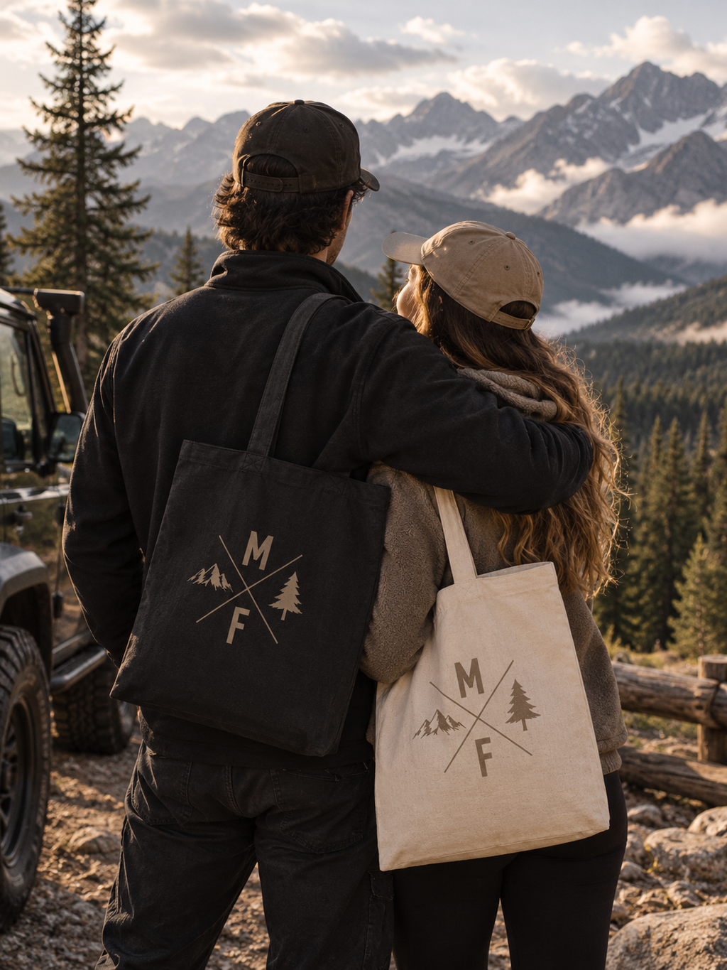 Mountain MF Tote Bag | Outdoor Adventure Canvas Tote | Hiking Travel Bag