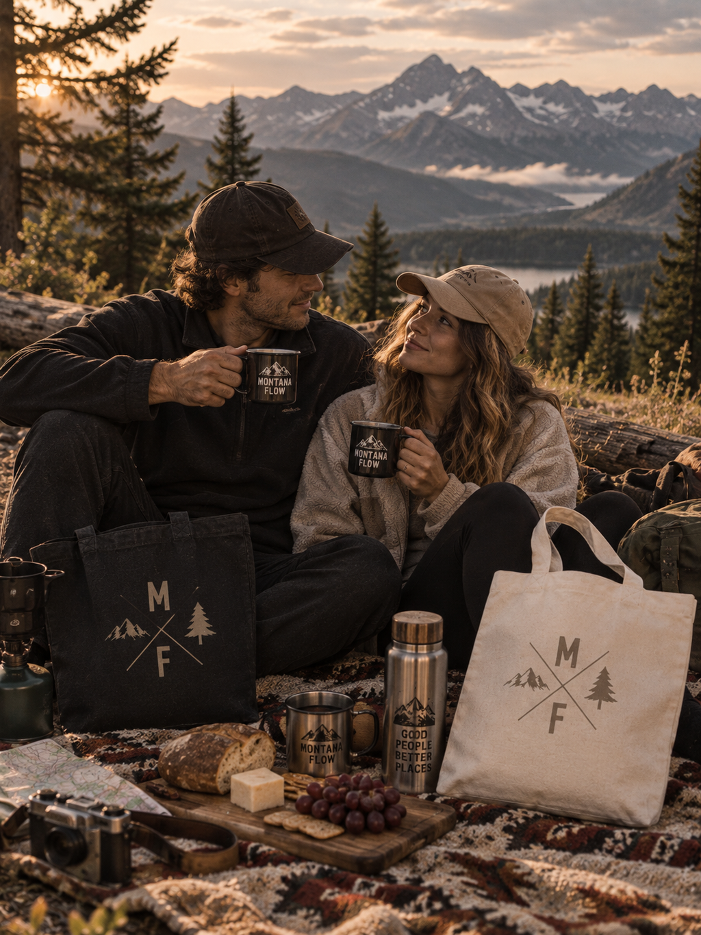 Mountain MF Tote Bag | Outdoor Adventure Canvas Tote | Hiking Travel Bag