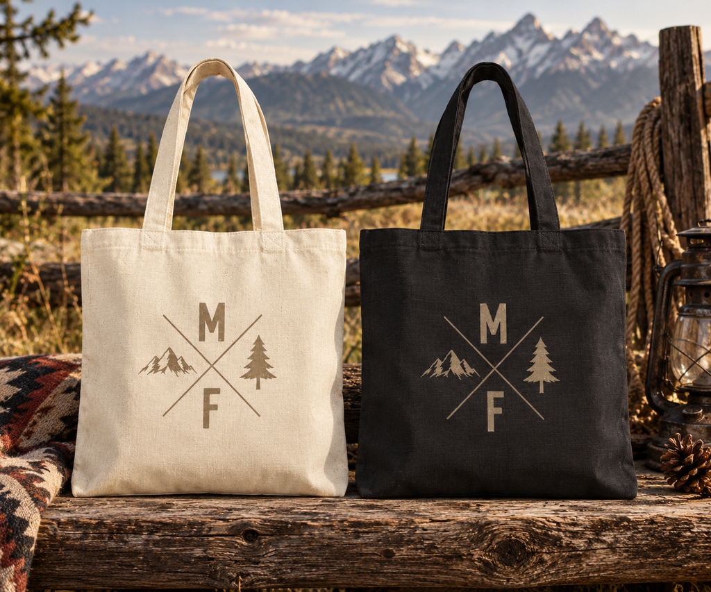 Mountain MF Tote Bag | Outdoor Adventure Canvas Tote | Hiking Travel Bag