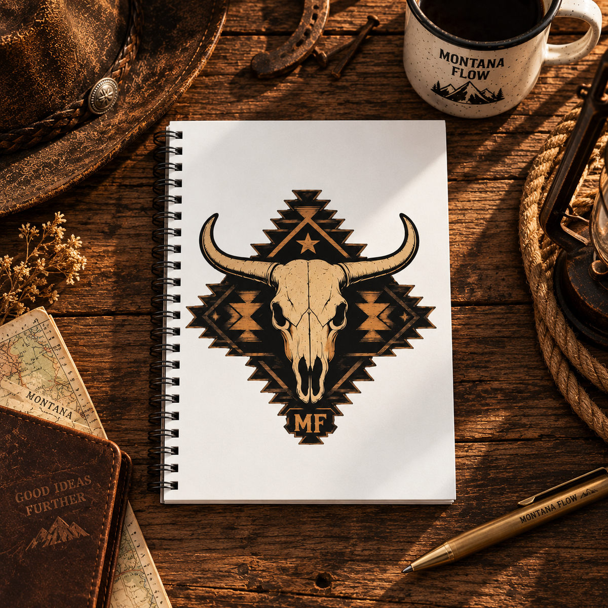 Longhorn Skull Spiral Notebook | Western Cowboy Journal | Southwestern Adventure Notebook