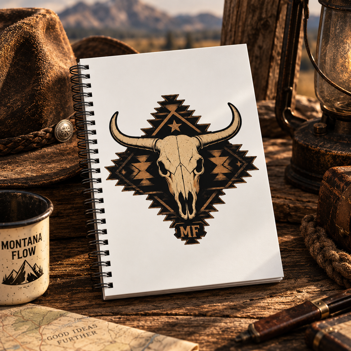 Longhorn Skull Spiral Notebook | Western Cowboy Journal | Southwestern Adventure Notebook