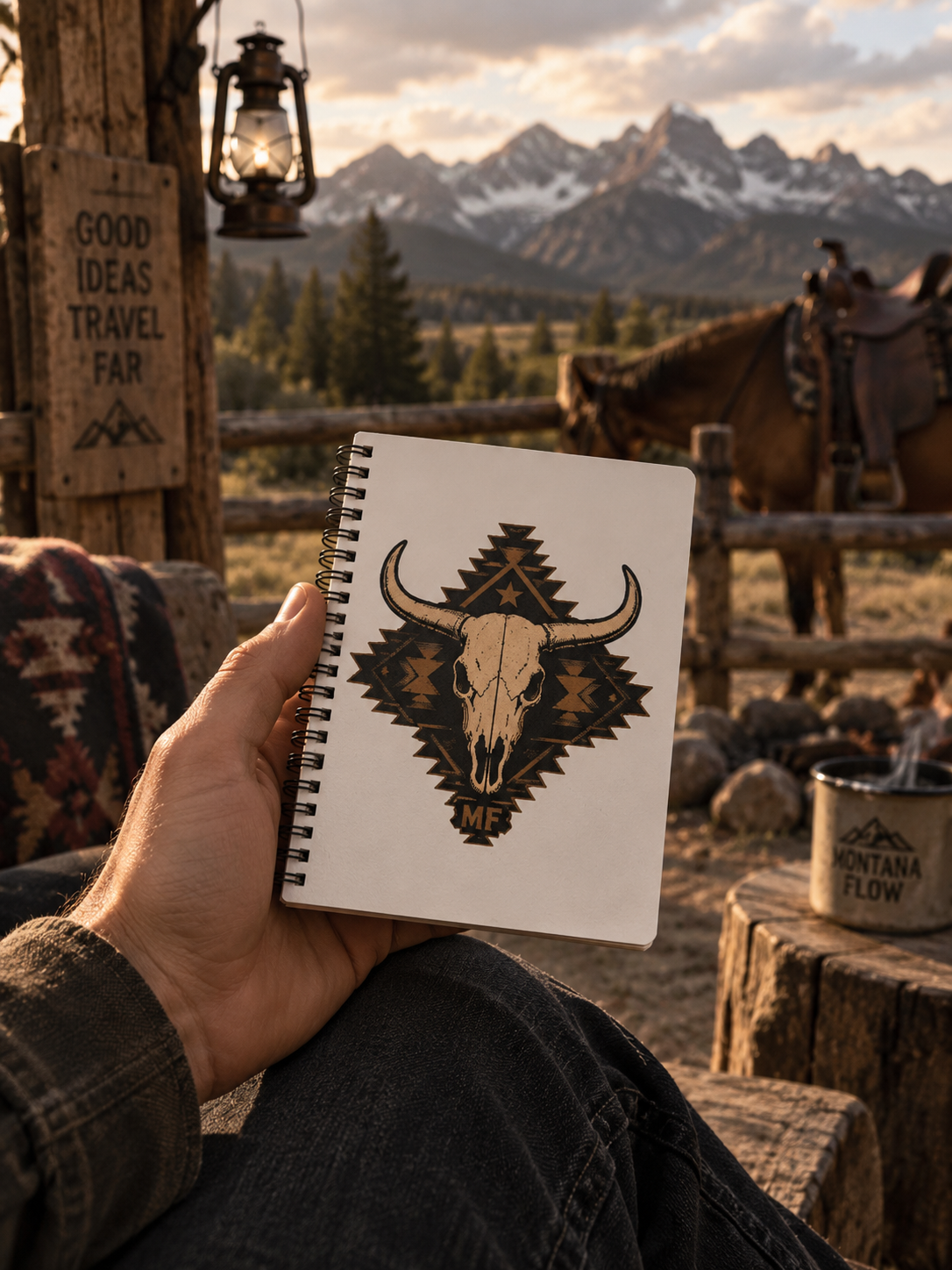 Longhorn Skull Spiral Notebook | Western Cowboy Journal | Southwestern Adventure Notebook
