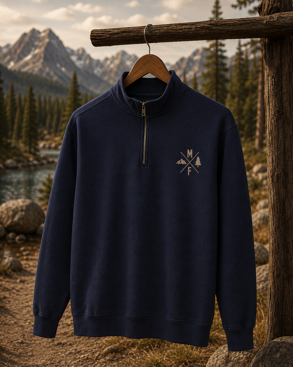 Mountain Quarter Zip Sweatshirt | Outdoor Adventure Pullover | Hiking Camping Top