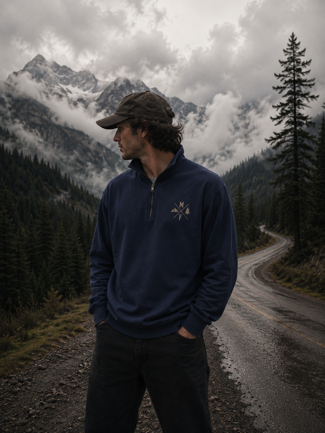 Mountain Quarter Zip Sweatshirt | Outdoor Adventure Pullover | Hiking Camping Top