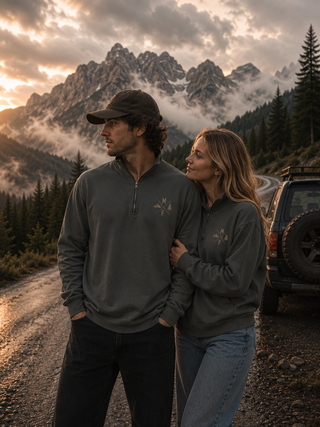 Mountain Quarter Zip Sweatshirt | Outdoor Adventure Pullover | Hiking Camping Top