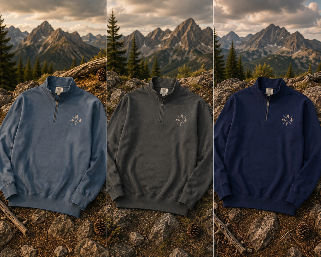 Mountain Quarter Zip Sweatshirt | Outdoor Adventure Pullover | Hiking Camping Top