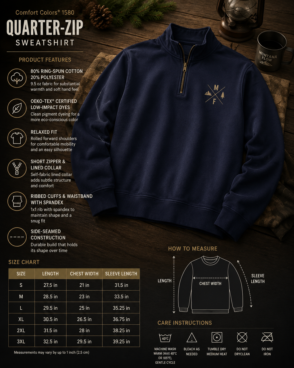 Mountain Quarter Zip Sweatshirt | Outdoor Adventure Pullover | Hiking Camping Top