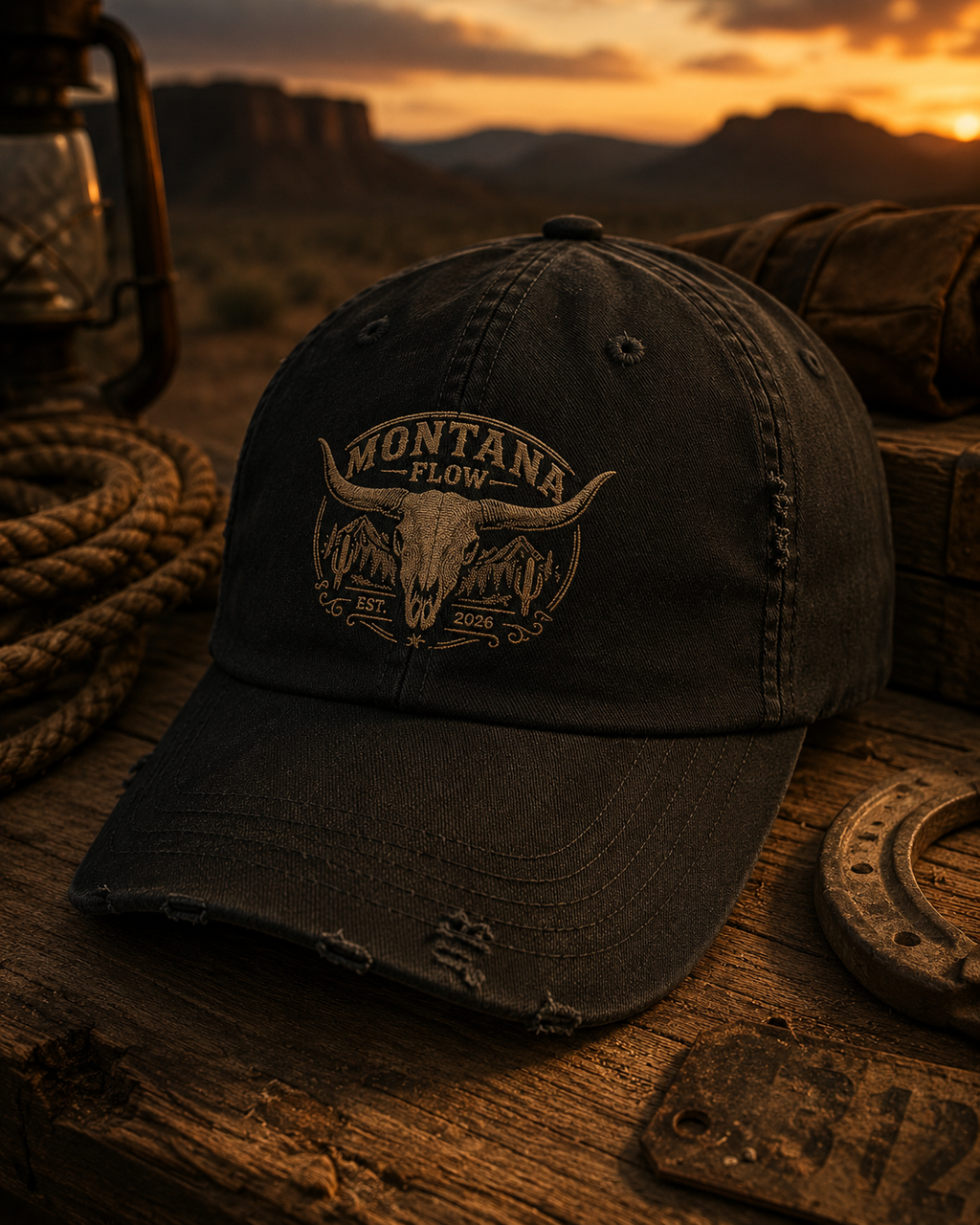Western Bull Skull Hat, Vintage Cowboy Cap, Rustic Ranch Baseball Hat, Desert Western Gift for Men