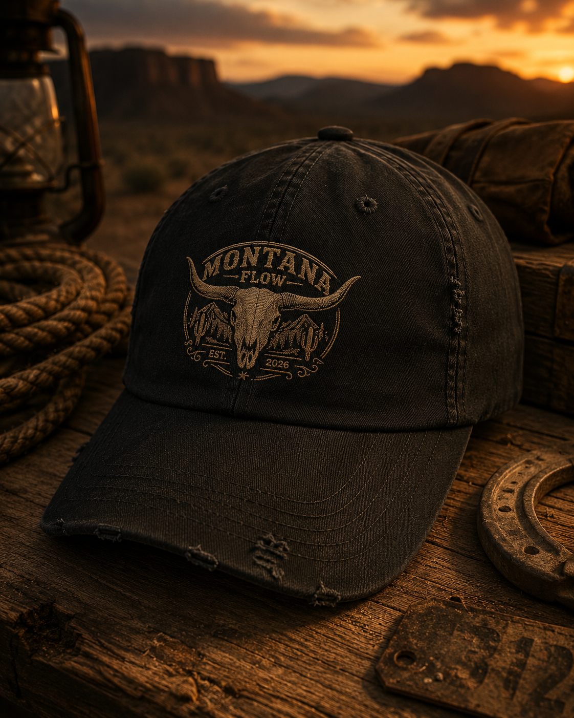 Western Bull Skull Hat, Vintage Cowboy Cap, Rustic Ranch Baseball Hat, Desert Western Gift for Men