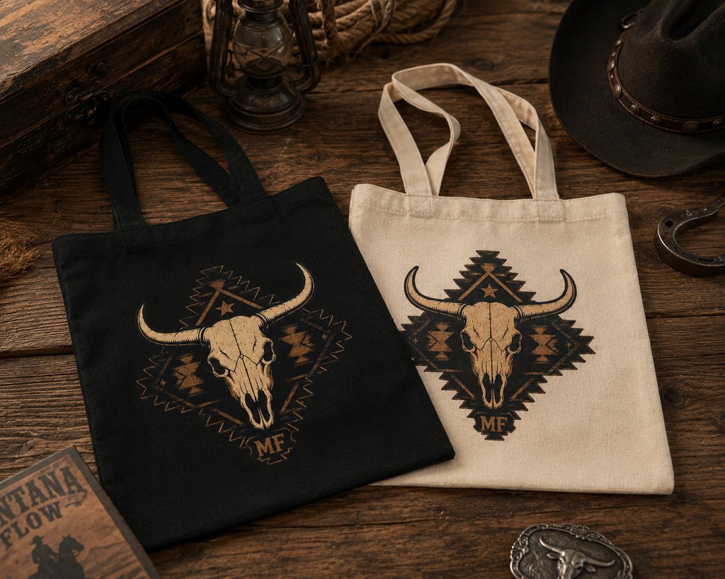 Western Longhorn Skull Tote Bag | Southwestern Cow Skull Bag | Cowboy Western Gift
