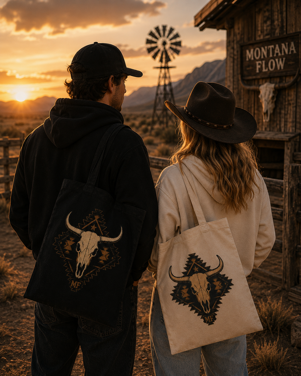 Western Longhorn Skull Tote Bag | Southwestern Cow Skull Bag | Cowboy Western Gift