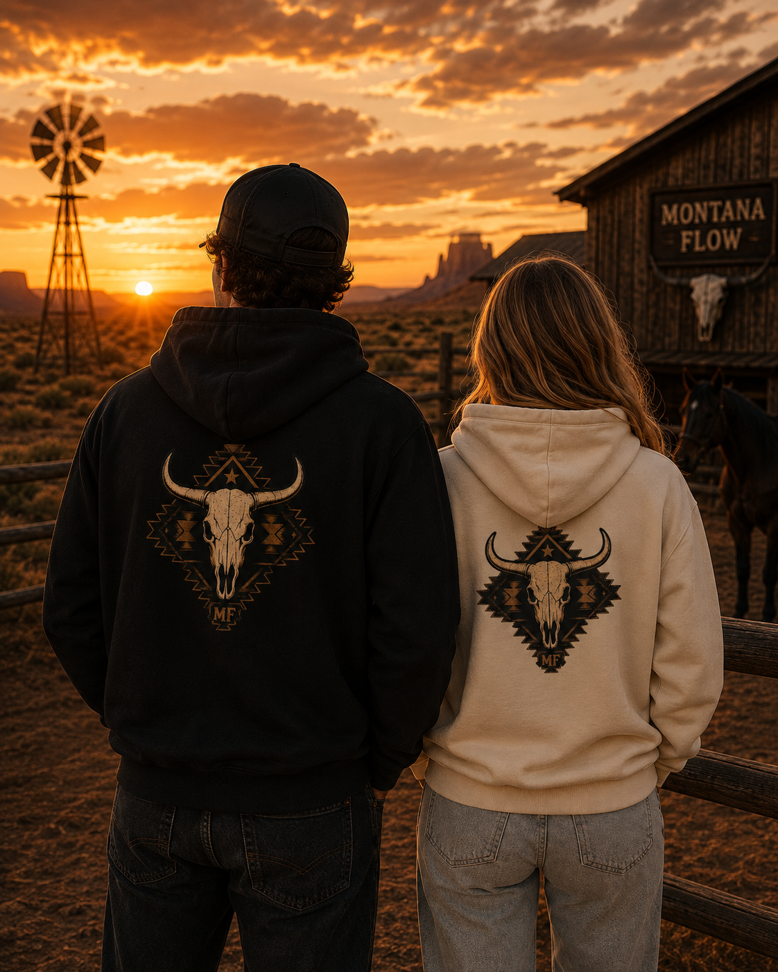 Southwestern Bull Skull Hoodie | Tribal Aztec Pattern Back Print