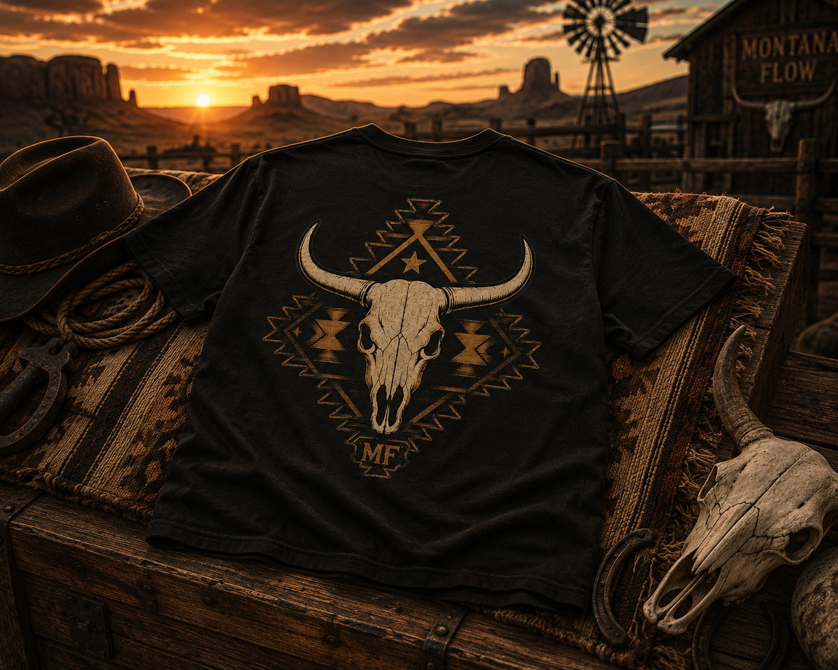 T-shirt western tête de buffle | Motif tribal du Sud-Ouest, t-shirt graphique cowboy