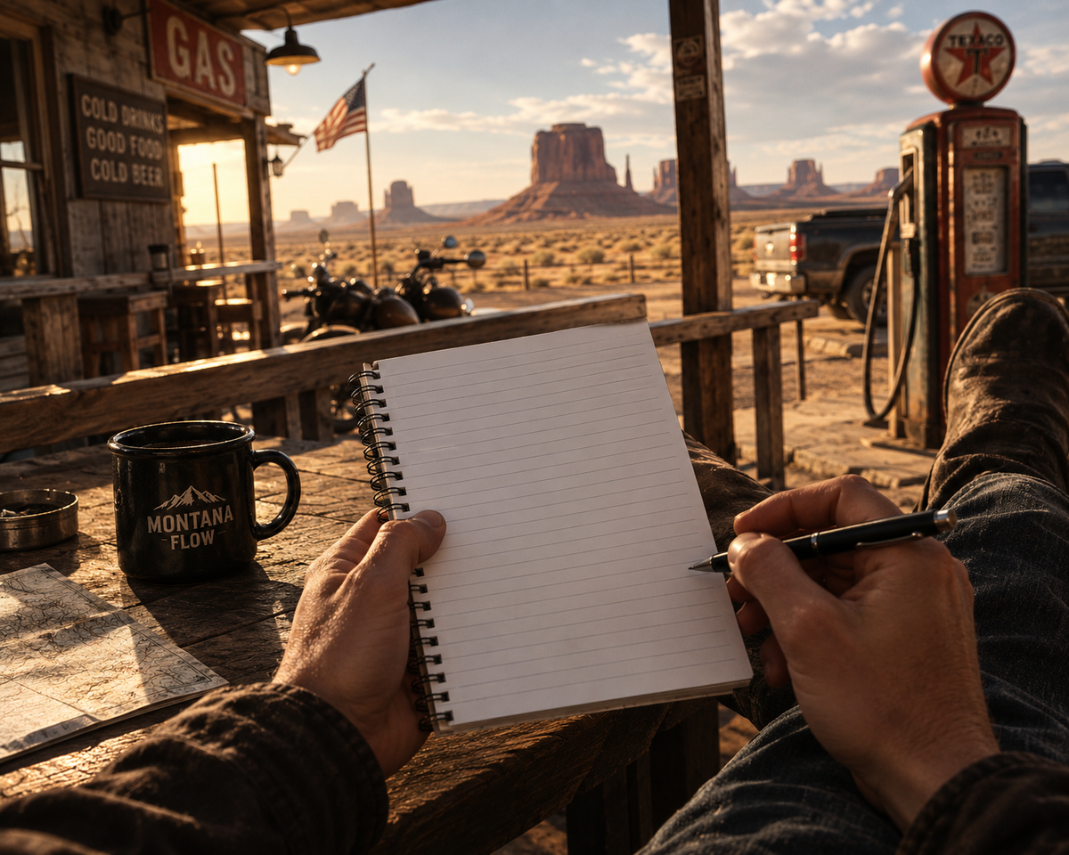 Longhorn Skull Open Roads Notebook | Western Travel Journal | Cowboy Road Trip Gift