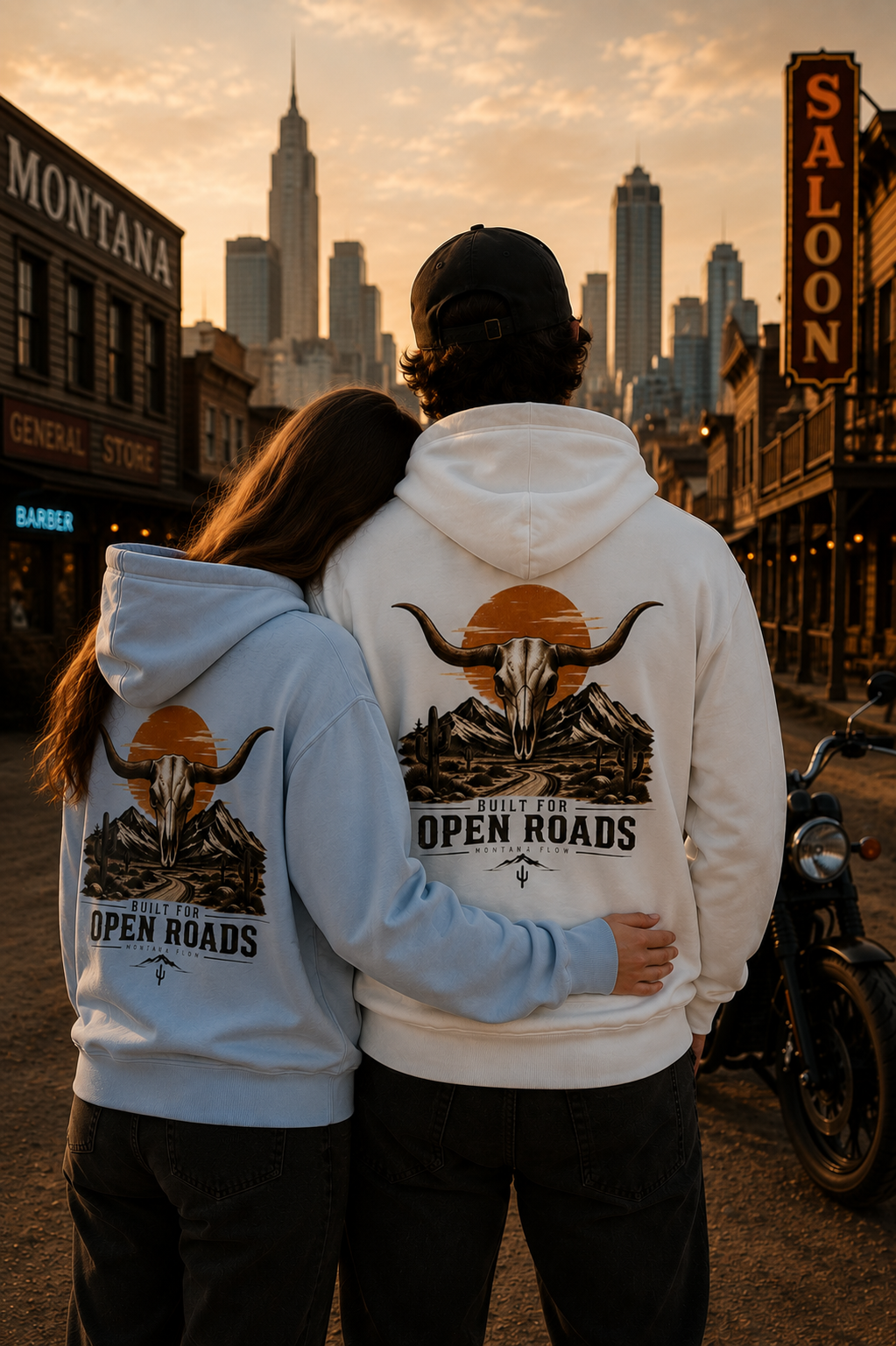 Longhorn Skull Hoodie | Western Graphic Sweatshirt | Desert Road Trip Pullover