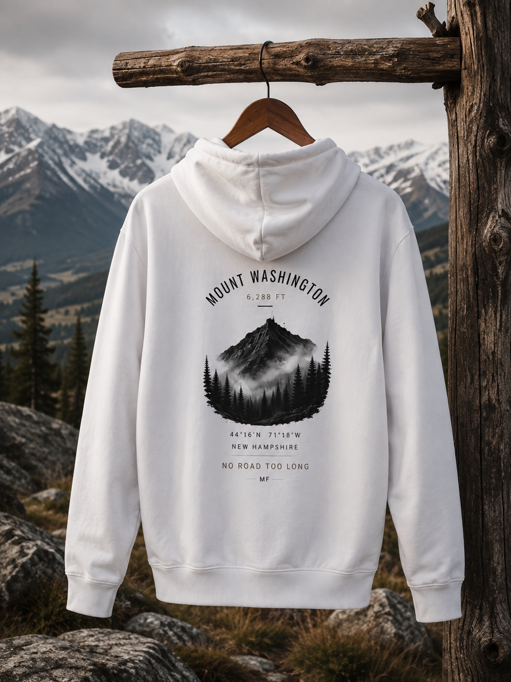 Mount Washington Hoodie | New Hampshire Mountain Sweatshirt | Hiking Nature Pullover