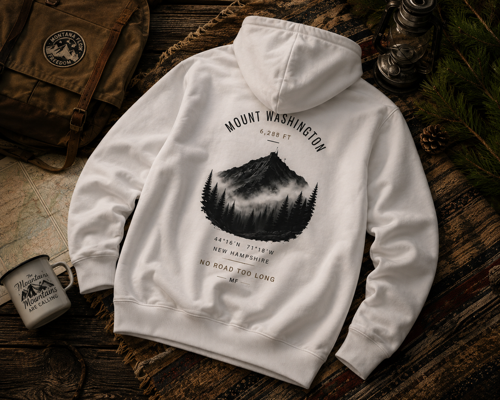 Mount Washington Hoodie | New Hampshire Mountain Sweatshirt | Hiking Nature Pullover
